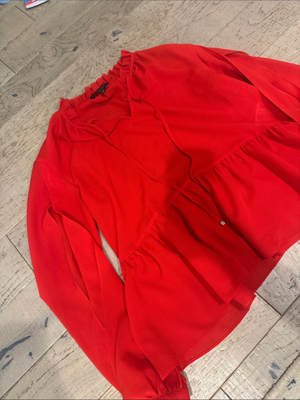 Laundry By Shelli Segal Red Peplum Long-Sleeve Top